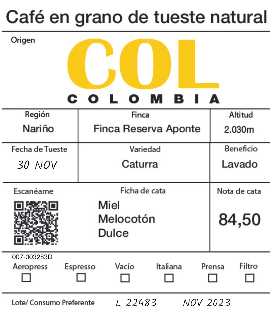 Nuevo COLOMBIA RESERVA APONTE